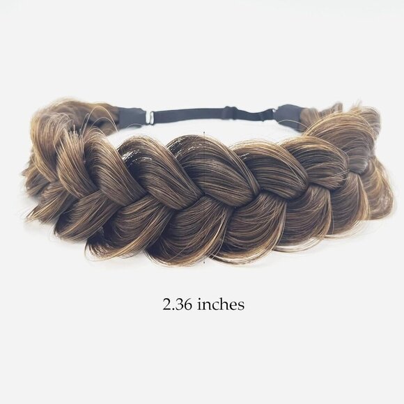 Synthetic Braided Headband Wide Strands Fluffy Hair Accessory Women